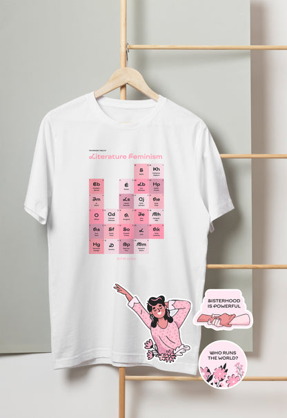 Футболка и стикеры The periodic table of Literature Feminism