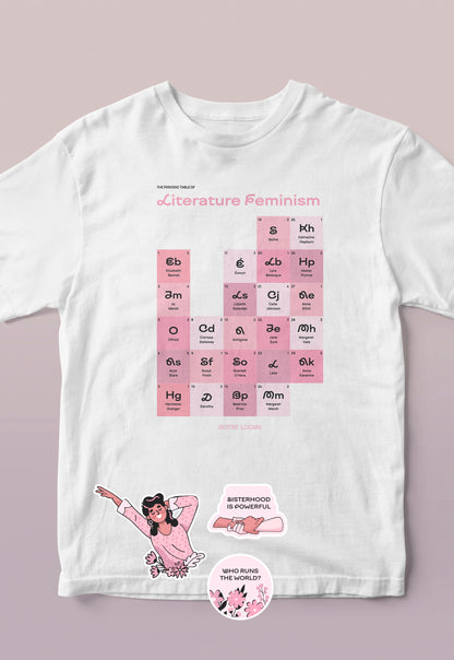 Футболка и стикеры The periodic table of Literature Feminism