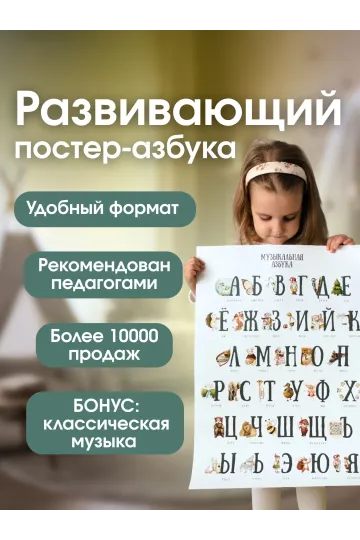 Развивающий плакат, постер: алфавит и азбука, большой формат, плотная бумага, Монтессори